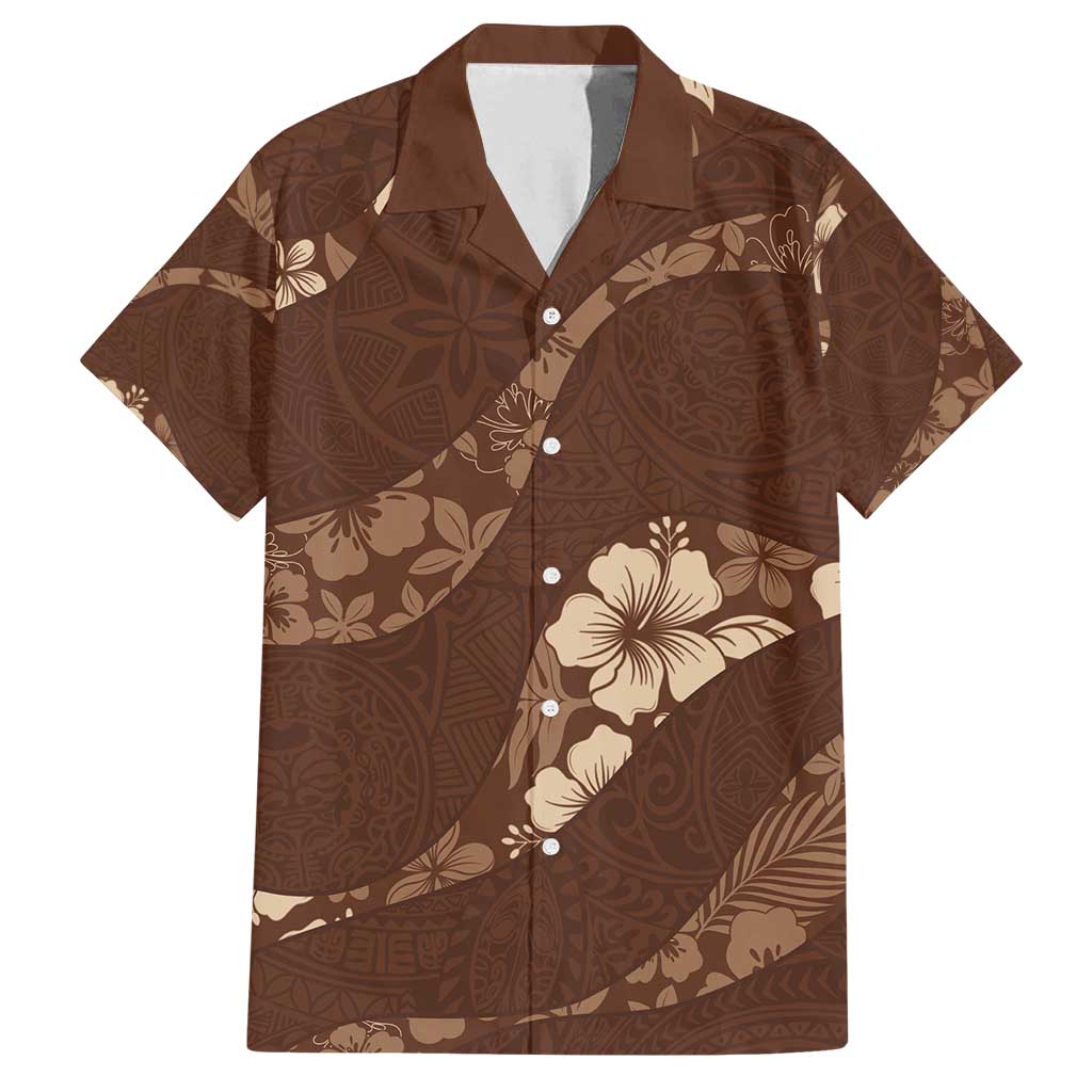 Aloha Hawaii Floral Tapa Family Matching Tank Maxi Dress and Hawaiian Shirt Patchwork Mocha - Polynesian Pride