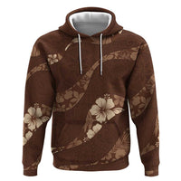 Aloha Hawaii Floral Tapa Hoodie Patchwork Mocha - Polynesian Pride