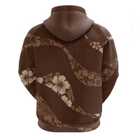 Aloha Hawaii Floral Tapa Hoodie Patchwork Mocha - Polynesian Pride