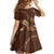 Aloha Hawaii Floral Tapa Kid Short Sleeve Dress Patchwork Mocha - Polynesian Pride