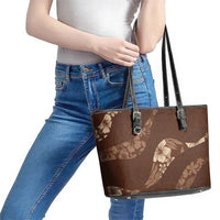 Aloha Hawaii Floral Tapa Leather Tote Bag Patchwork Mocha - Polynesian Pride