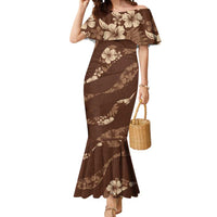 Aloha Hawaii Floral Tapa Mermaid Dress Patchwork Mocha - Polynesian Pride