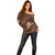 Aloha Hawaii Floral Tapa Off Shoulder Sweater Patchwork Mocha - Polynesian Pride