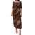 Aloha Hawaii Floral Tapa Puletasi Patchwork Mocha - Polynesian Pride