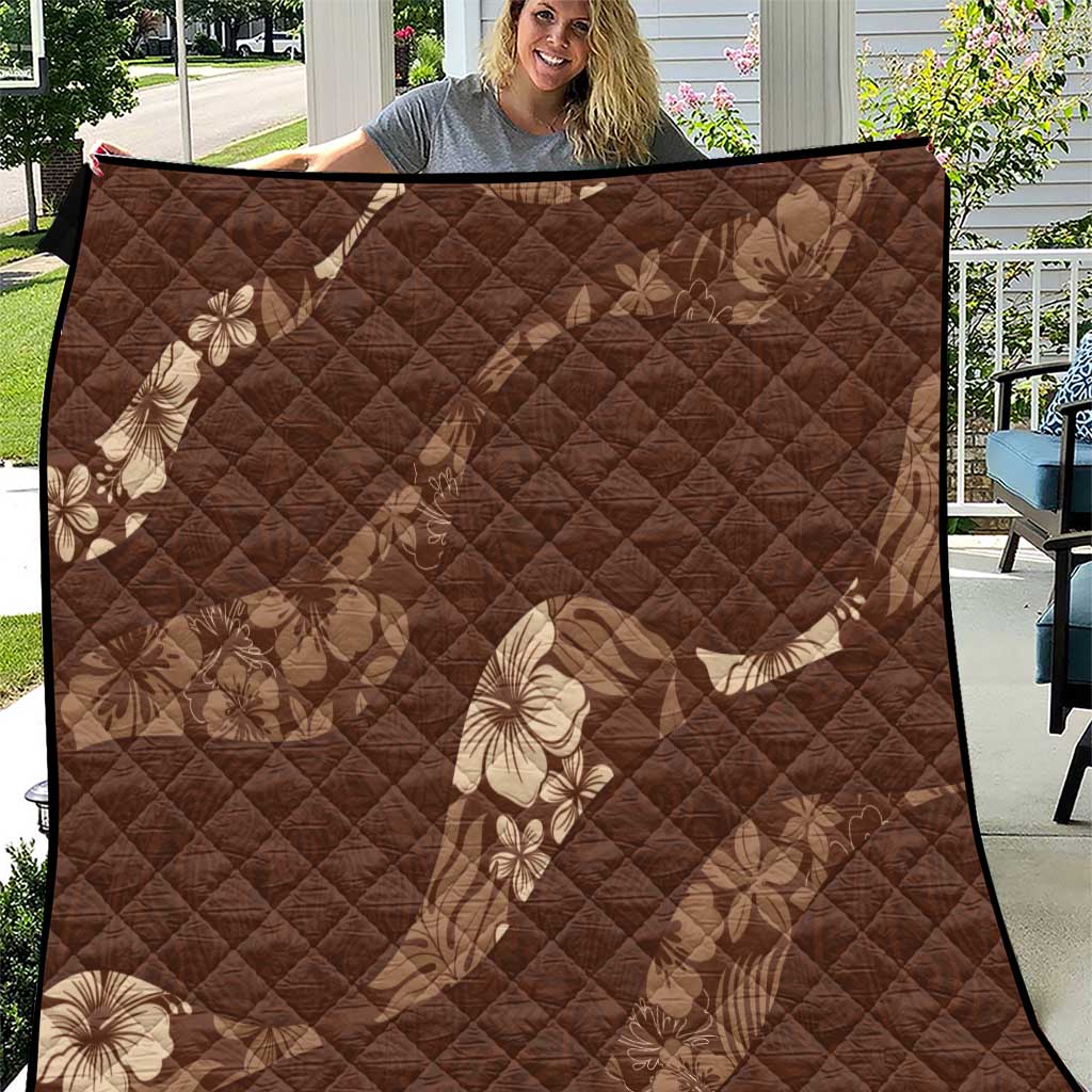 Aloha Hawaii Floral Tapa Quilt Patchwork Mocha - Polynesian Pride