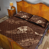 Aloha Hawaii Floral Tapa Quilt Bed Set Patchwork Mocha - Polynesian Pride