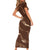 Aloha Hawaii Floral Tapa Short Sleeve Bodycon Dress Patchwork Mocha - Polynesian Pride