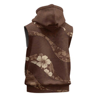 Aloha Hawaii Floral Tapa Sleeveless Zip Hoodie Patchwork Mocha LT7