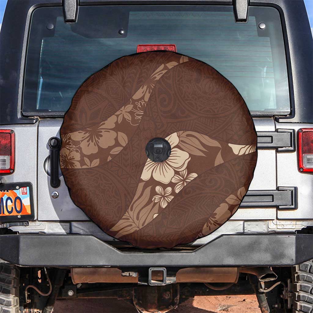 Aloha Hawaii Floral Tapa Spare Tire Cover Patchwork Mocha - Polynesian Pride