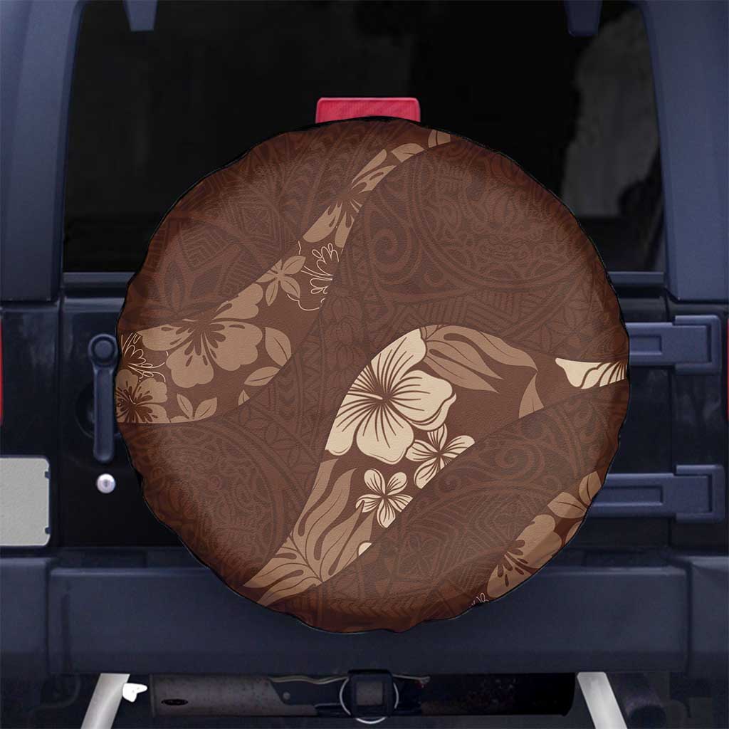 Aloha Hawaii Floral Tapa Spare Tire Cover Patchwork Mocha - Polynesian Pride