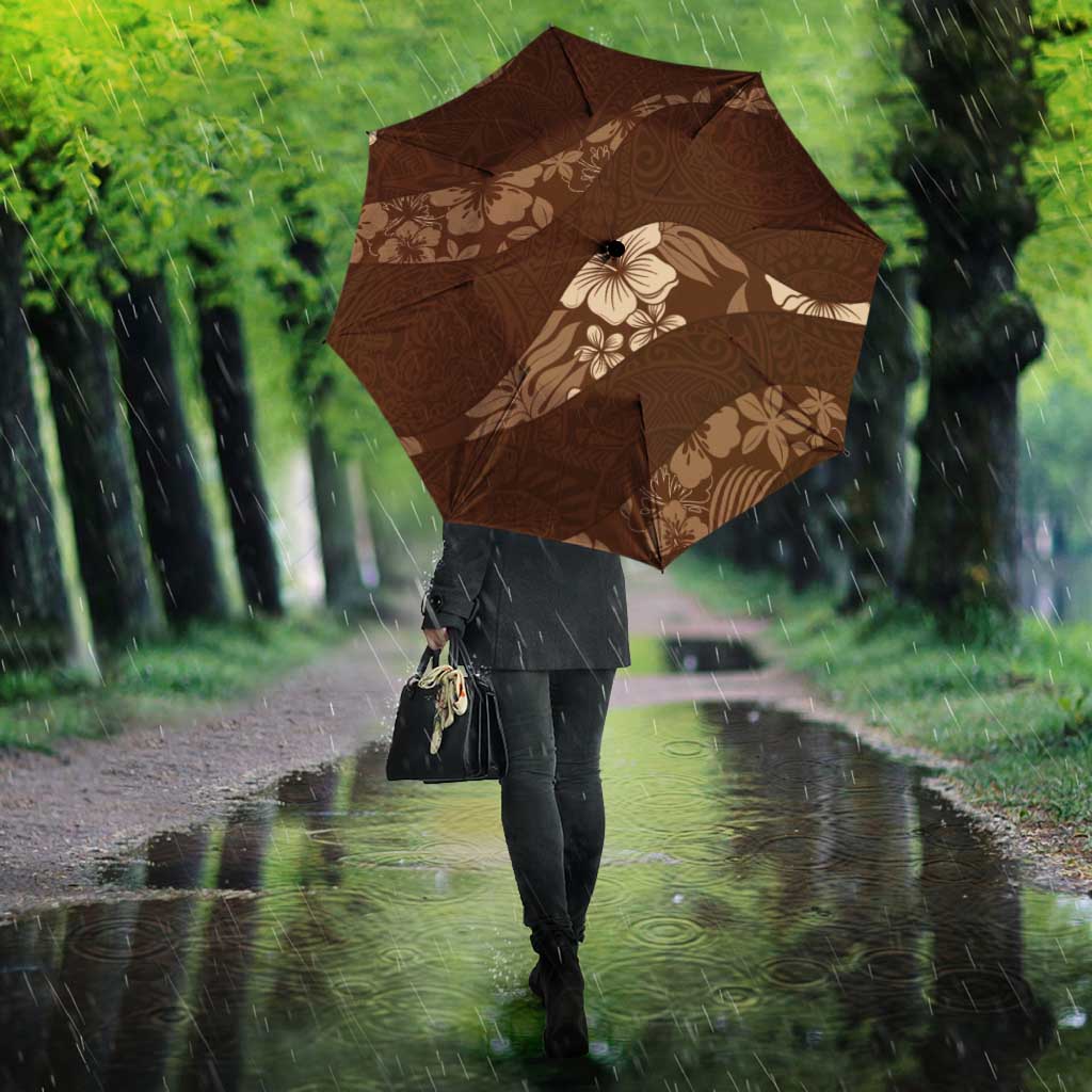 Aloha Hawaii Floral Tapa Umbrella Patchwork Mocha - Polynesian Pride