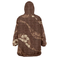 Aloha Hawaii Floral Tapa Wearable Blanket Hoodie Patchwork Mocha - Polynesian Pride
