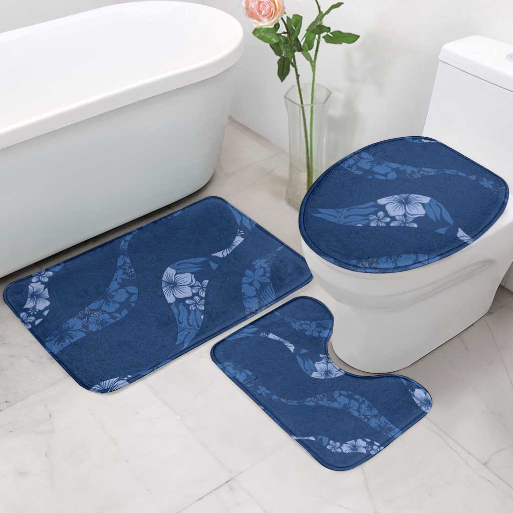 Aloha Hawaii Floral Tapa Bathroom Set Patchwork Navy - Polynesian Pride