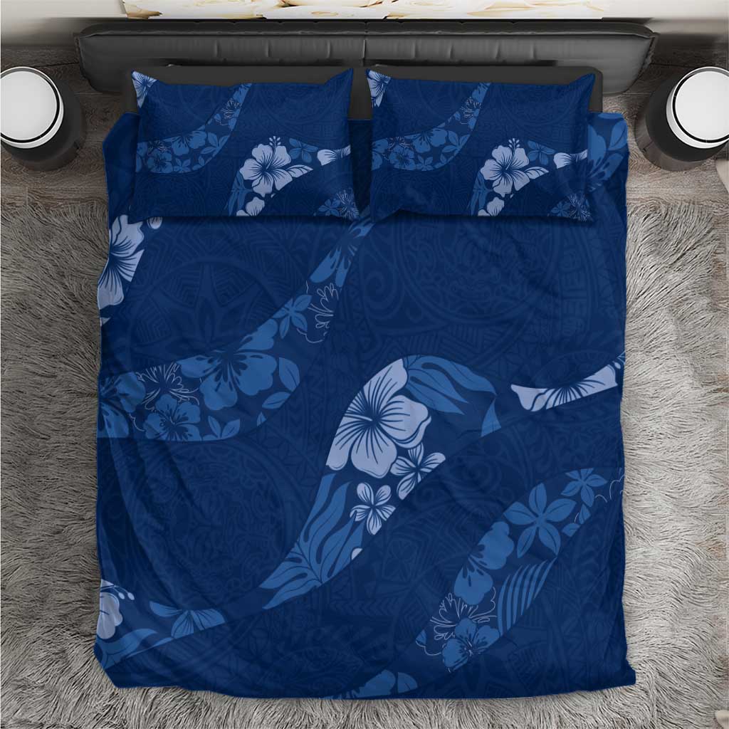 Aloha Hawaii Floral Tapa Bedding Set Patchwork Navy - Polynesian Pride