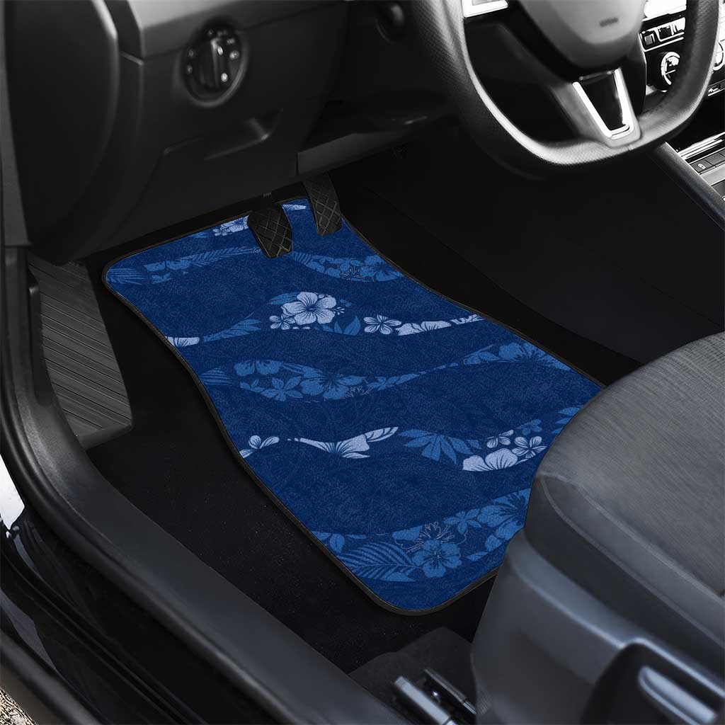 Aloha Hawaii Floral Tapa Car Mats Patchwork Navy - Polynesian Pride