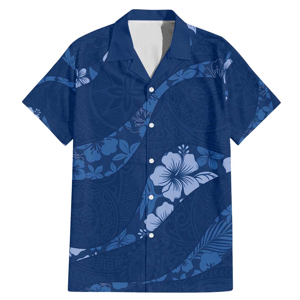 Aloha Hawaii Floral Tapa Family Matching Mermaid Dress and Hawaiian Shirt Patchwork Navy - Polynesian Pride