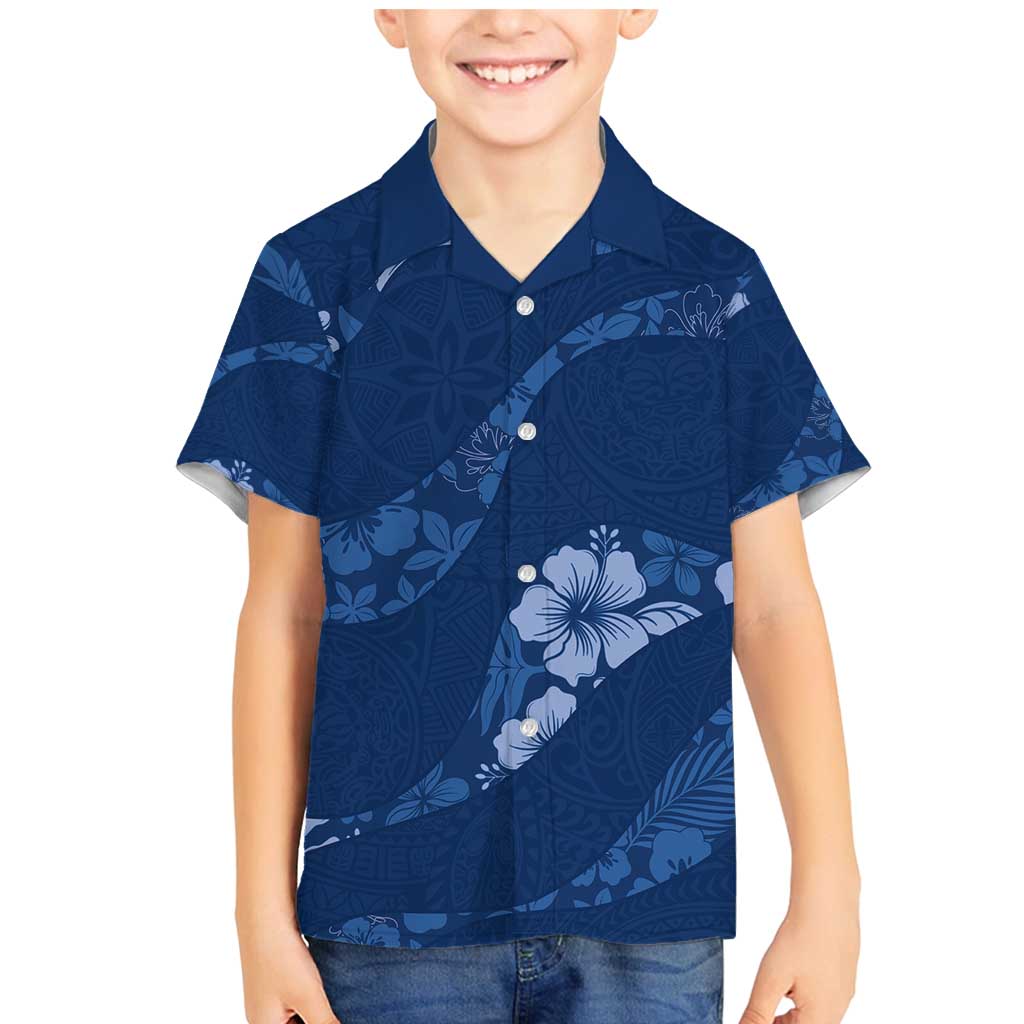 Aloha Hawaii Floral Tapa Family Matching Mermaid Dress and Hawaiian Shirt Patchwork Navy - Polynesian Pride