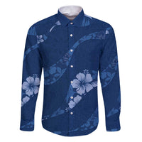 Aloha Hawaii Floral Tapa Family Matching Puletasi and Hawaiian Shirt Patchwork Navy - Polynesian Pride