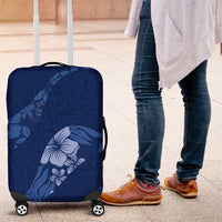 Aloha Hawaii Floral Tapa Luggage Cover Patchwork Navy - Polynesian Pride