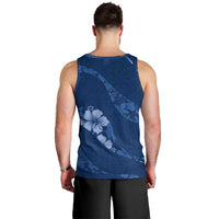 Aloha Hawaii Floral Tapa Men Tank Top Patchwork Navy - Polynesian Pride