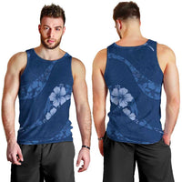 Aloha Hawaii Floral Tapa Men Tank Top Patchwork Navy - Polynesian Pride