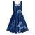 Aloha Hawaii Floral Tapa Midi Dress Patchwork Navy - Polynesian Pride