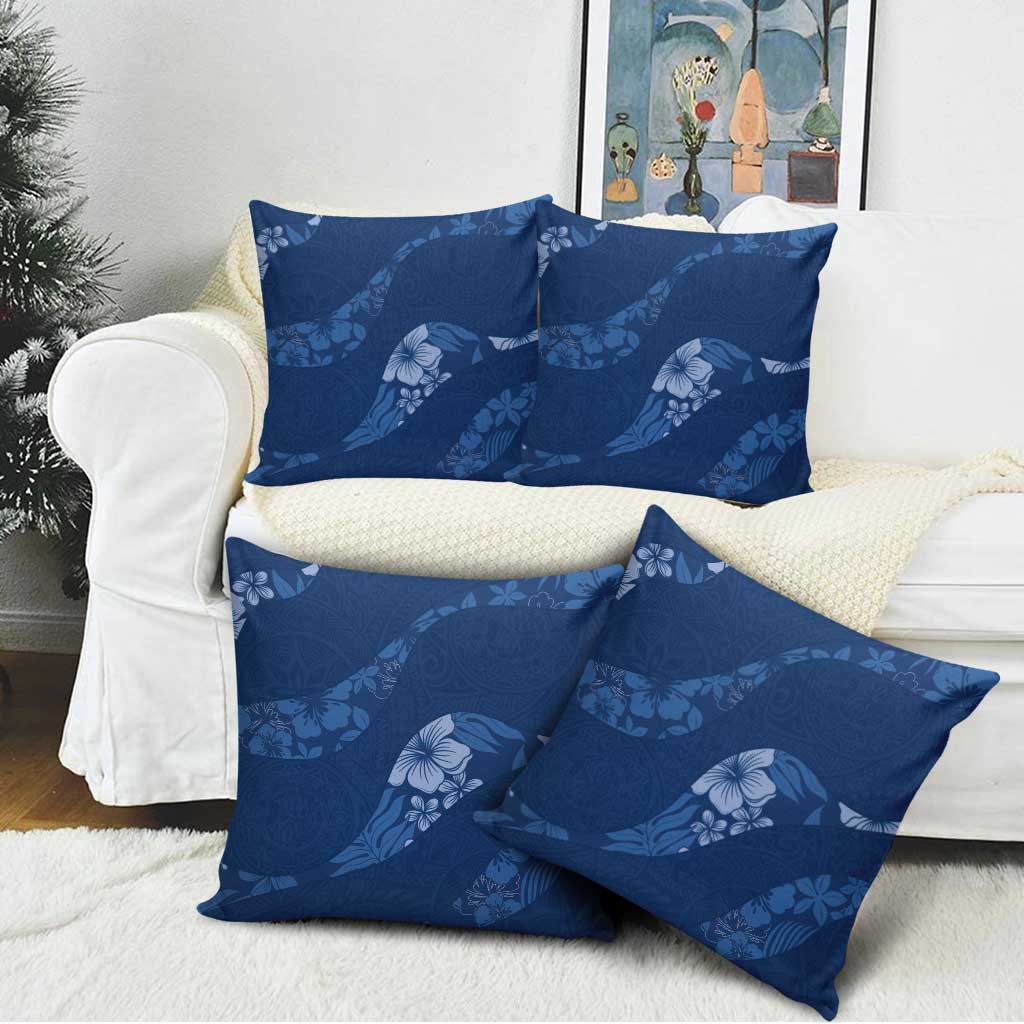 Aloha Hawaii Floral Tapa Pillow Cover Patchwork Navy - Polynesian Pride