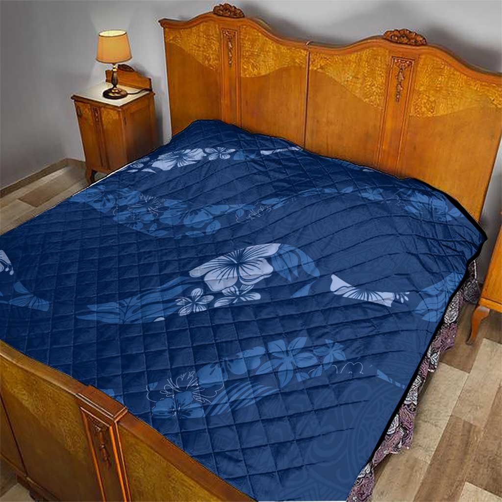 Aloha Hawaii Floral Tapa Quilt Patchwork Navy - Polynesian Pride