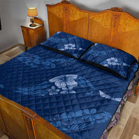 Aloha Hawaii Floral Tapa Quilt Bed Set Patchwork Navy - Polynesian Pride