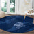 Aloha Hawaii Floral Tapa Round Carpet Patchwork Navy - Polynesian Pride