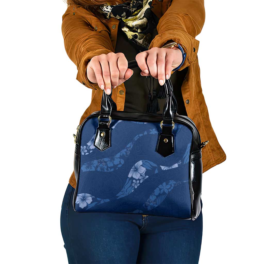 Aloha Hawaii Floral Tapa Shoulder Handbag Patchwork Navy - Polynesian Pride
