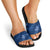 Aloha Hawaii Floral Tapa Slide Sandals Patchwork Navy - Polynesian Pride