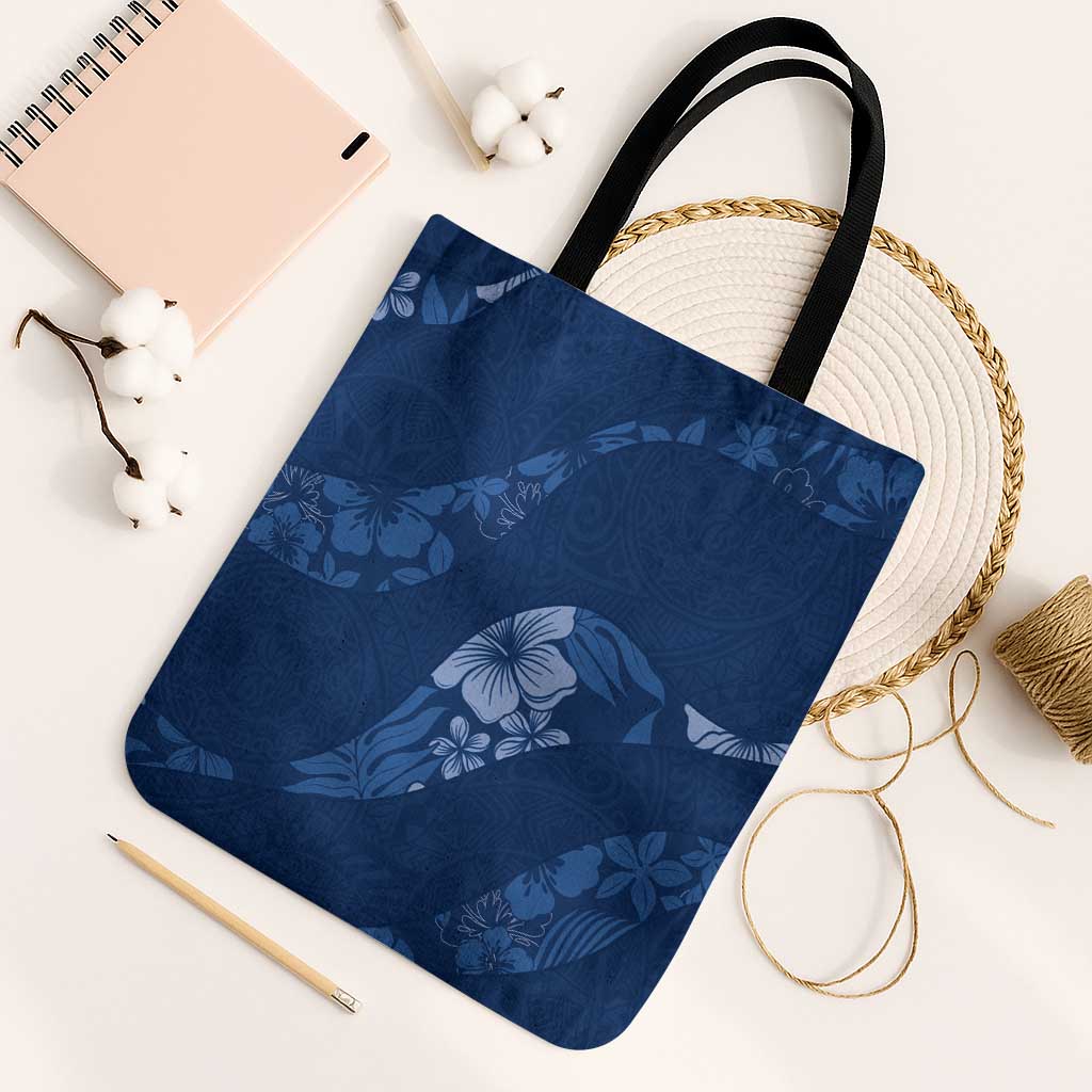 Aloha Hawaii Floral Tapa Tote Bag Patchwork Navy - Polynesian Pride
