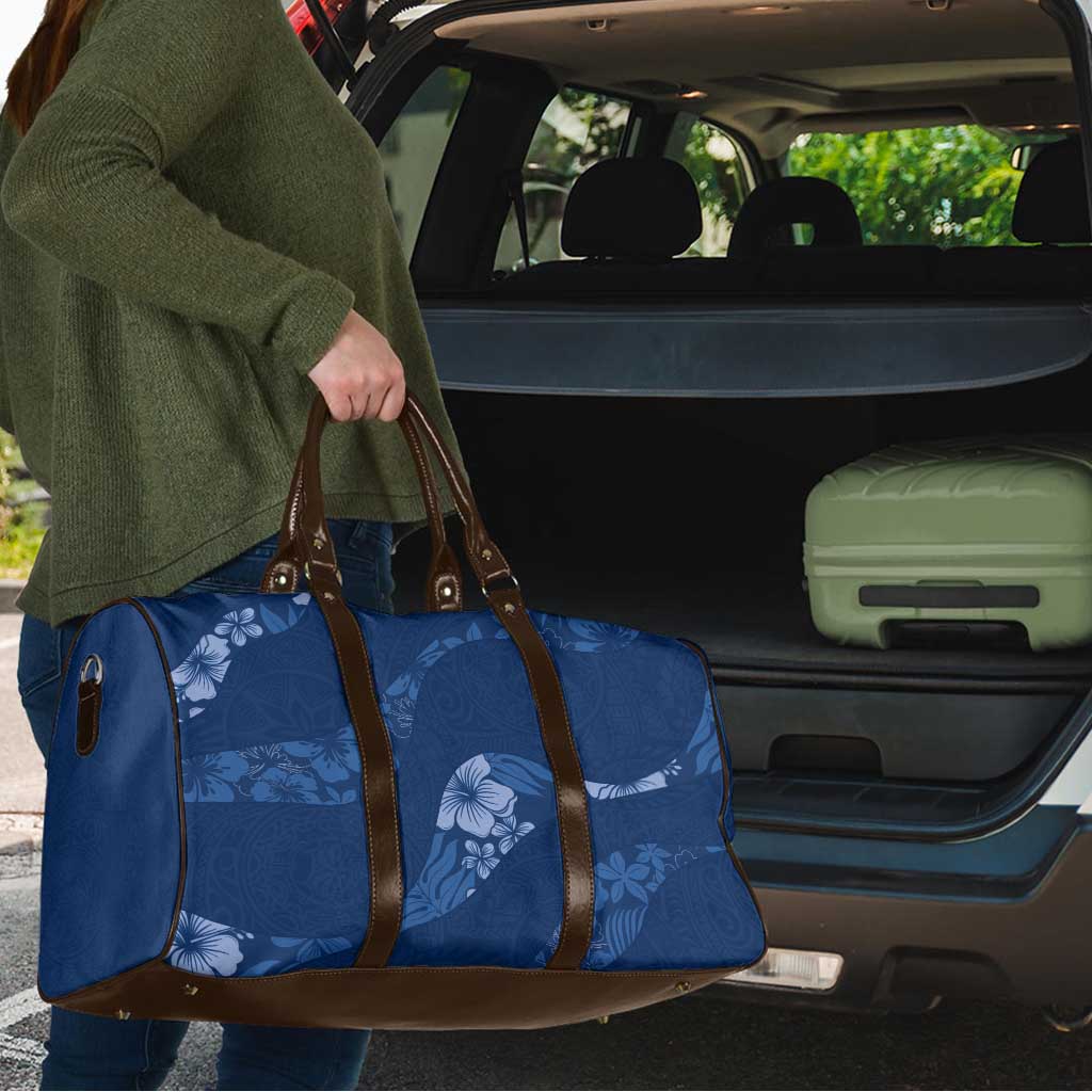 Aloha Hawaii Floral Tapa Travel Bag Patchwork Navy - Polynesian Pride