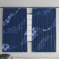 Aloha Hawaii Floral Tapa Window Curtain Patchwork Navy - Polynesian Pride