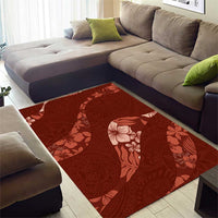 Aloha Hawaii Floral Tapa Area Rug Patchwork Crimson - Polynesian Pride