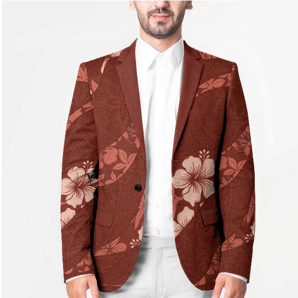 Aloha Hawaii Floral Tapa Blazer Patchwork Crimson - Polynesian Pride