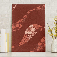 Aloha Hawaii Floral Tapa Canvas Wall Art Patchwork Crimson - Polynesian Pride