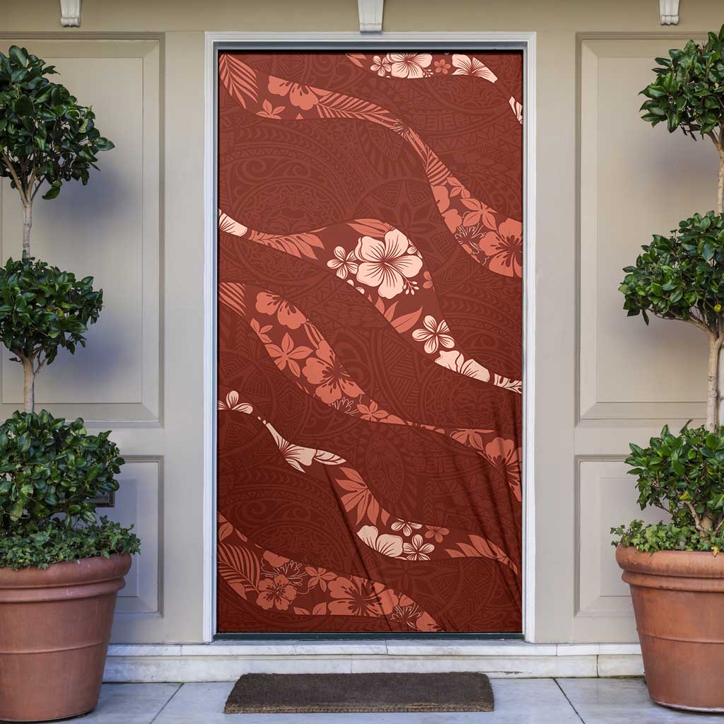 Aloha Hawaii Floral Tapa Door Cover Patchwork Crimson - Polynesian Pride