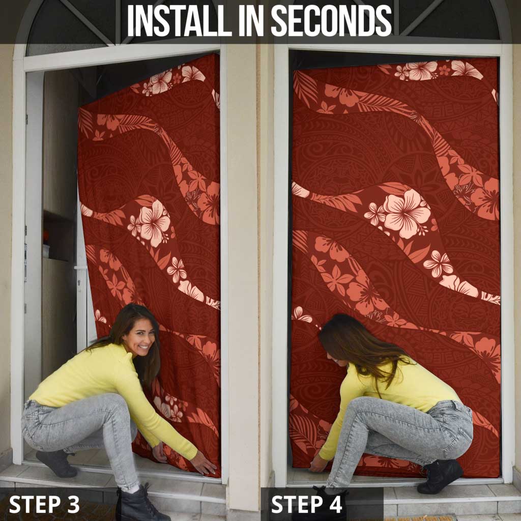 Aloha Hawaii Floral Tapa Door Cover Patchwork Crimson - Polynesian Pride