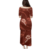 Aloha Hawaii Floral Tapa Family Matching Puletasi and Hawaiian Shirt Patchwork Crimson - Polynesian Pride