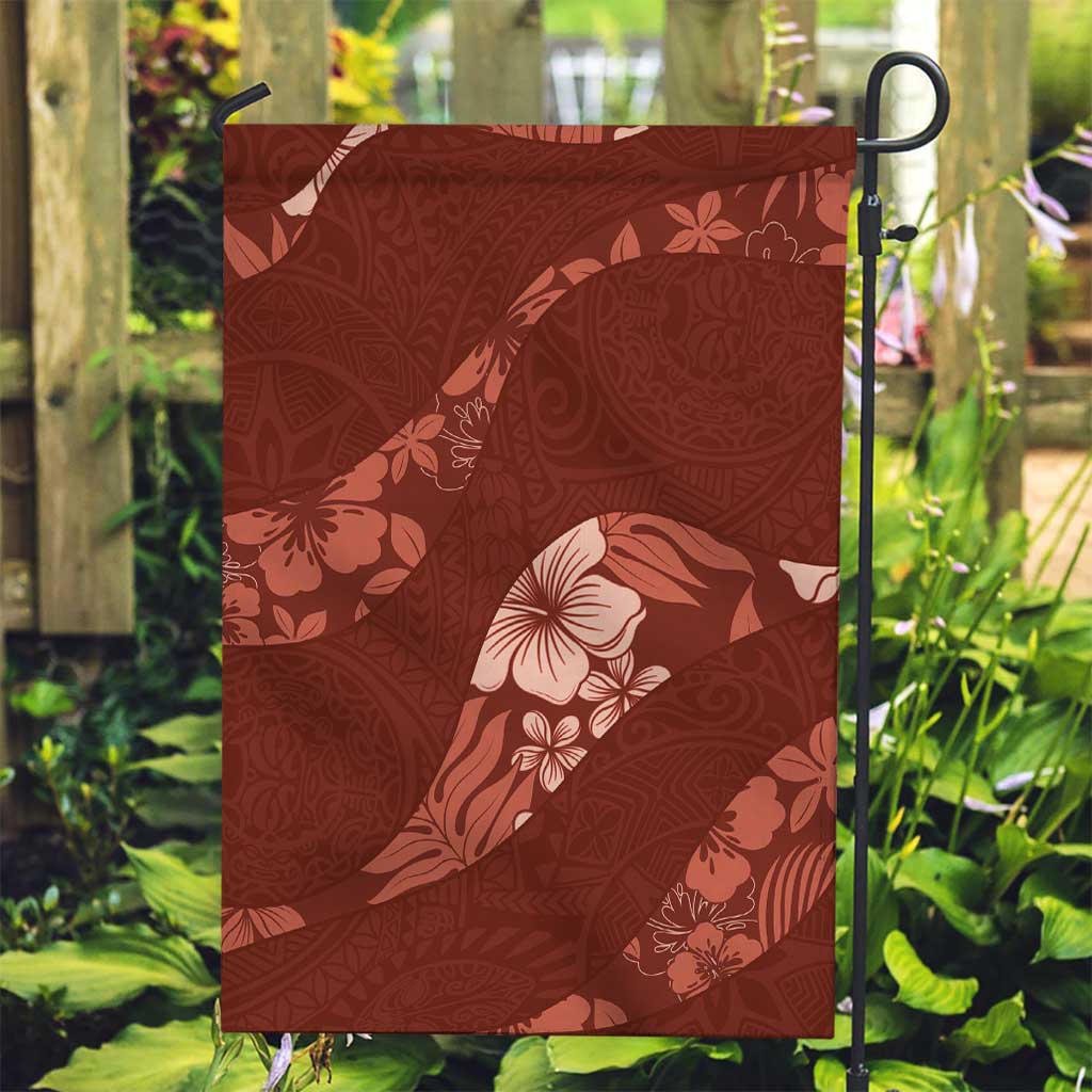 Aloha Hawaii Floral Tapa Garden Flag Patchwork Crimson - Polynesian Pride