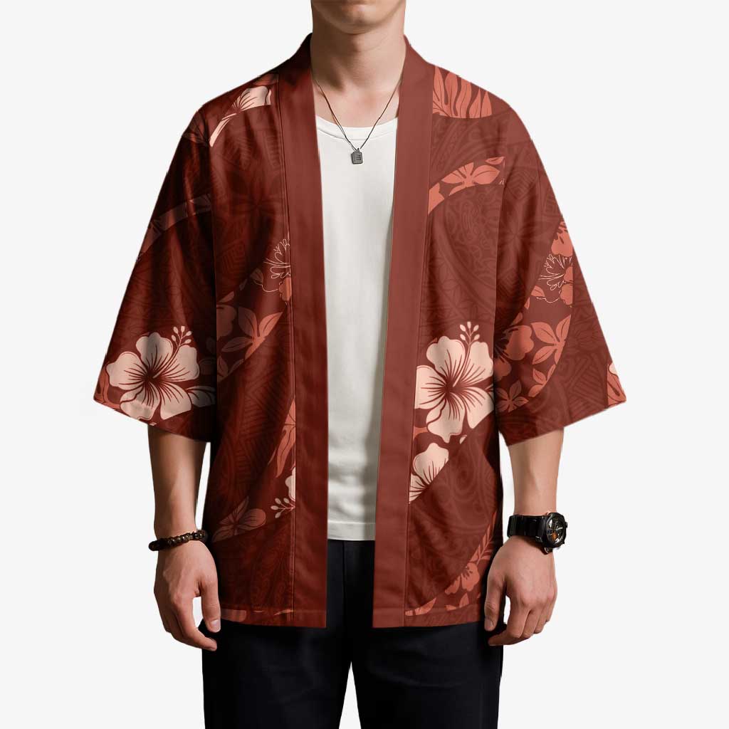 Aloha Hawaii Floral Tapa Kimono Patchwork Crimson - Polynesian Pride