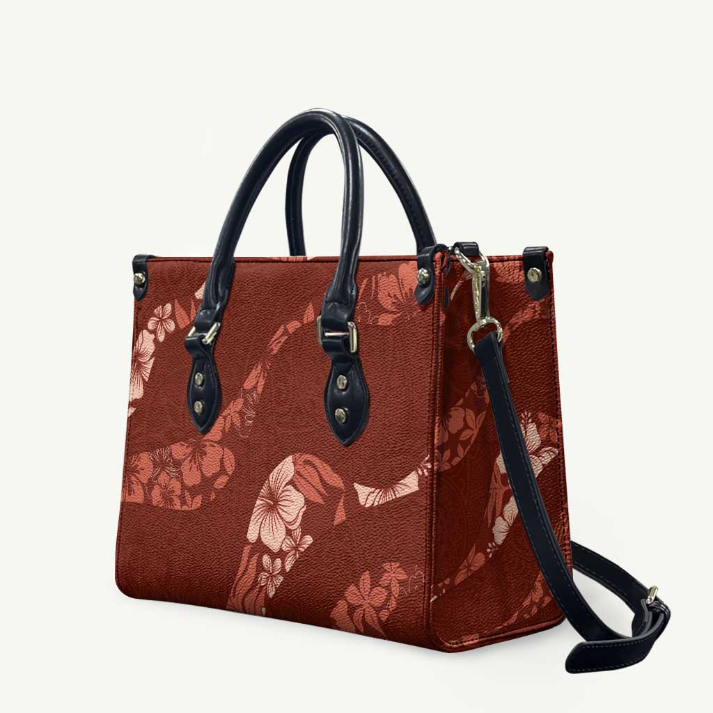 Aloha Hawaii Floral Tapa Leather Bag Patchwork Crimson - Polynesian Pride