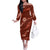Aloha Hawaii Floral Tapa Off The Shoulder Long Sleeve Dress Patchwork Crimson - Polynesian Pride