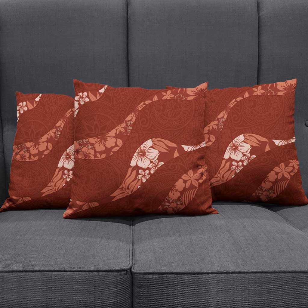 Aloha Hawaii Floral Tapa Pillow Cover Patchwork Crimson - Polynesian Pride