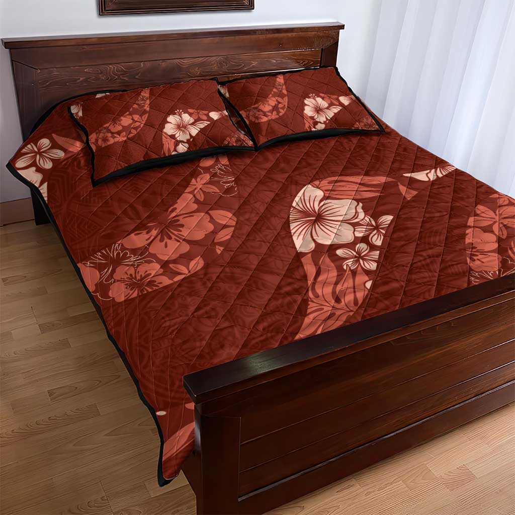 Aloha Hawaii Floral Tapa Quilt Bed Set Patchwork Crimson - Polynesian Pride