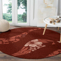 Aloha Hawaii Floral Tapa Round Carpet Patchwork Crimson - Polynesian Pride