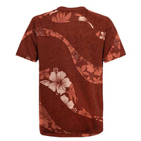 Aloha Hawaii Floral Tapa Rugby Jersey Patchwork Crimson - Polynesian Pride