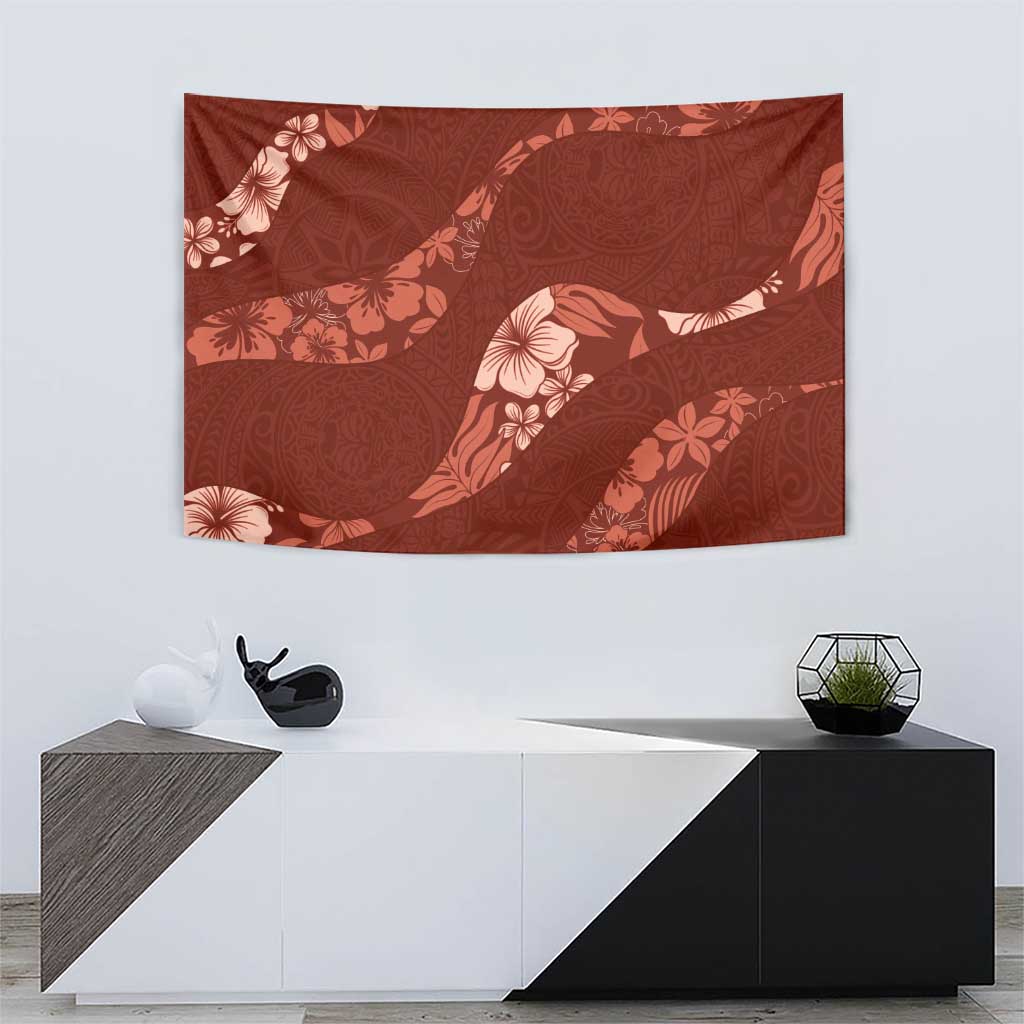 Aloha Hawaii Floral Tapa Tapestry Patchwork Crimson - Polynesian Pride